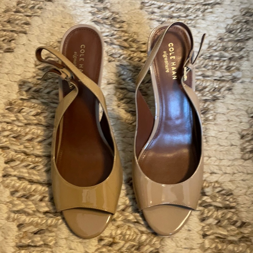 Cole Haan nude peep toes
